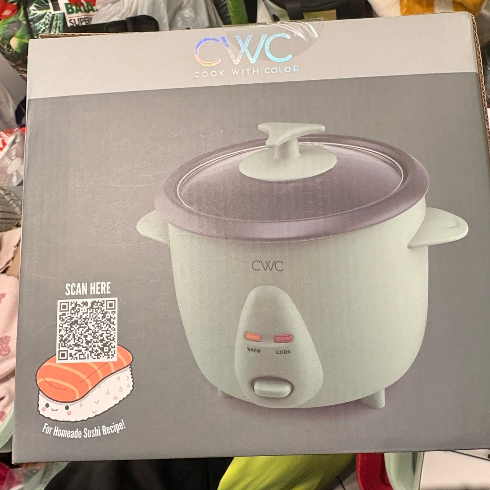 CWC Cook With Color Mini Rice Cooker - Light Mint with Purple Lid
